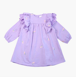 Flowery Lavender Cotton Dress